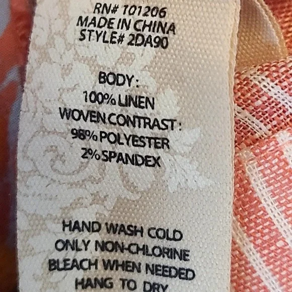 Soft Surroundings Island Linen Button Down Roll-Tab Sleeve Tunic Top L Floral - Picture 7 of 7